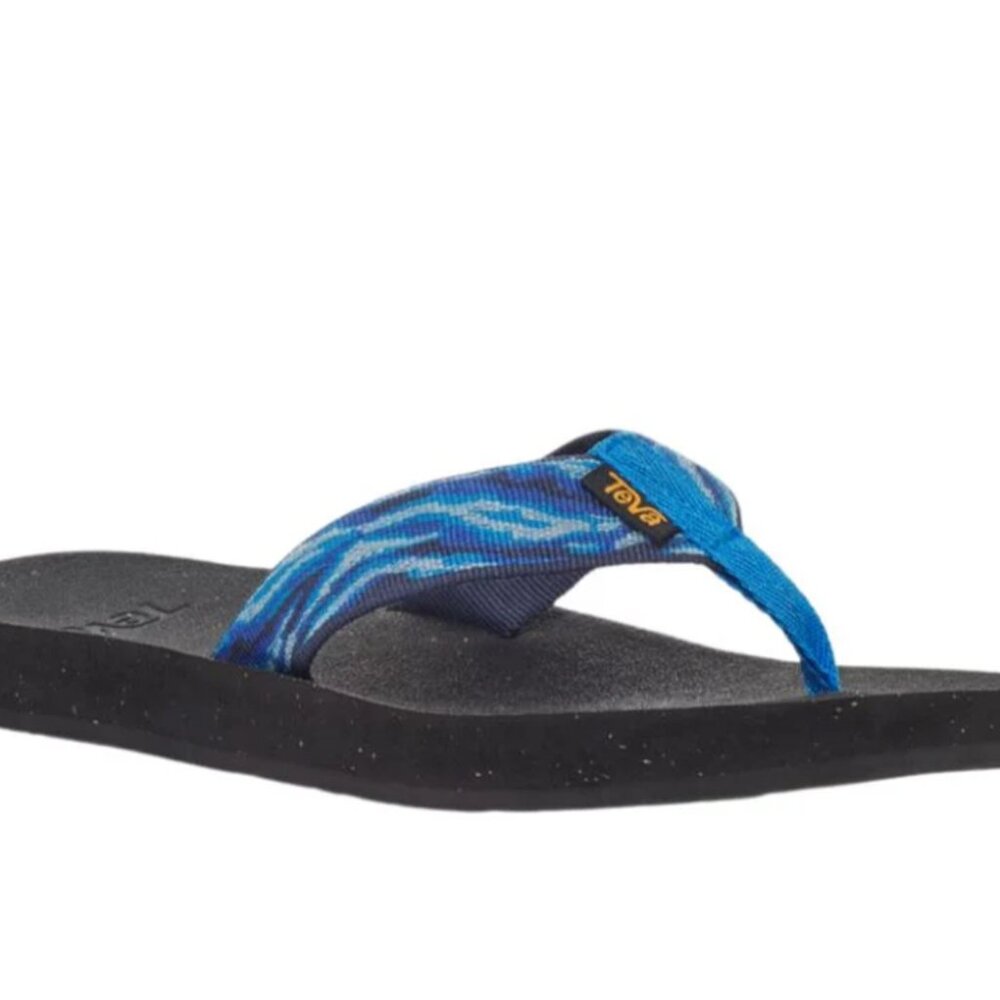 New Ladies Teva Reflip Flip Flop Sandals Size 7 Waves Blue Recycled Materials